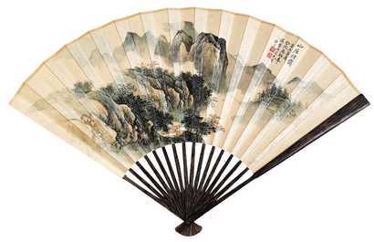 马骀 1931年作 山居烟霭 成扇